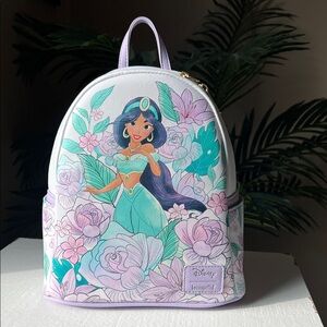 Loungefly Disney Jasmine Floral Mini Backpack - Lavender, Teal & Mint
